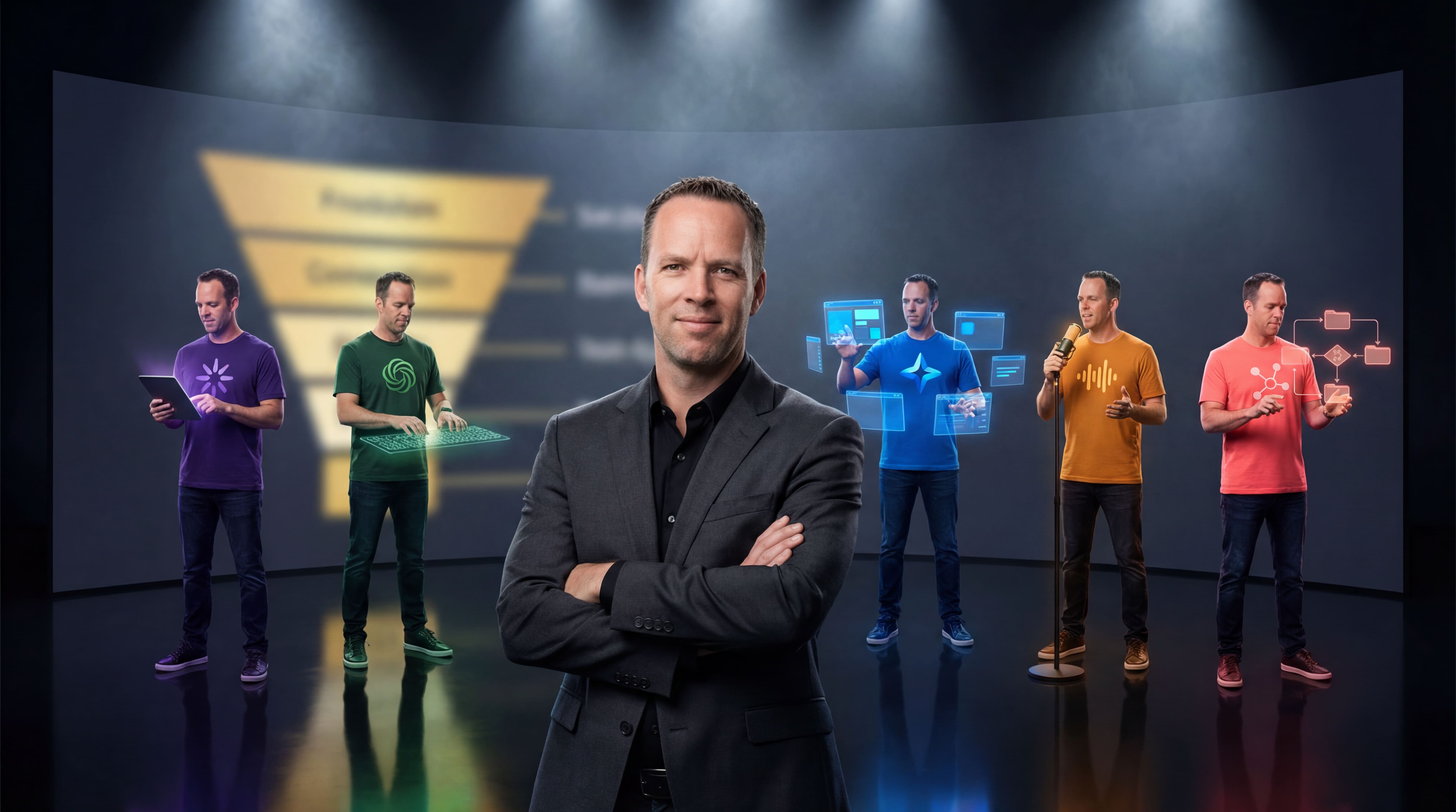 Daren Denholm with his 5 AI Agent team